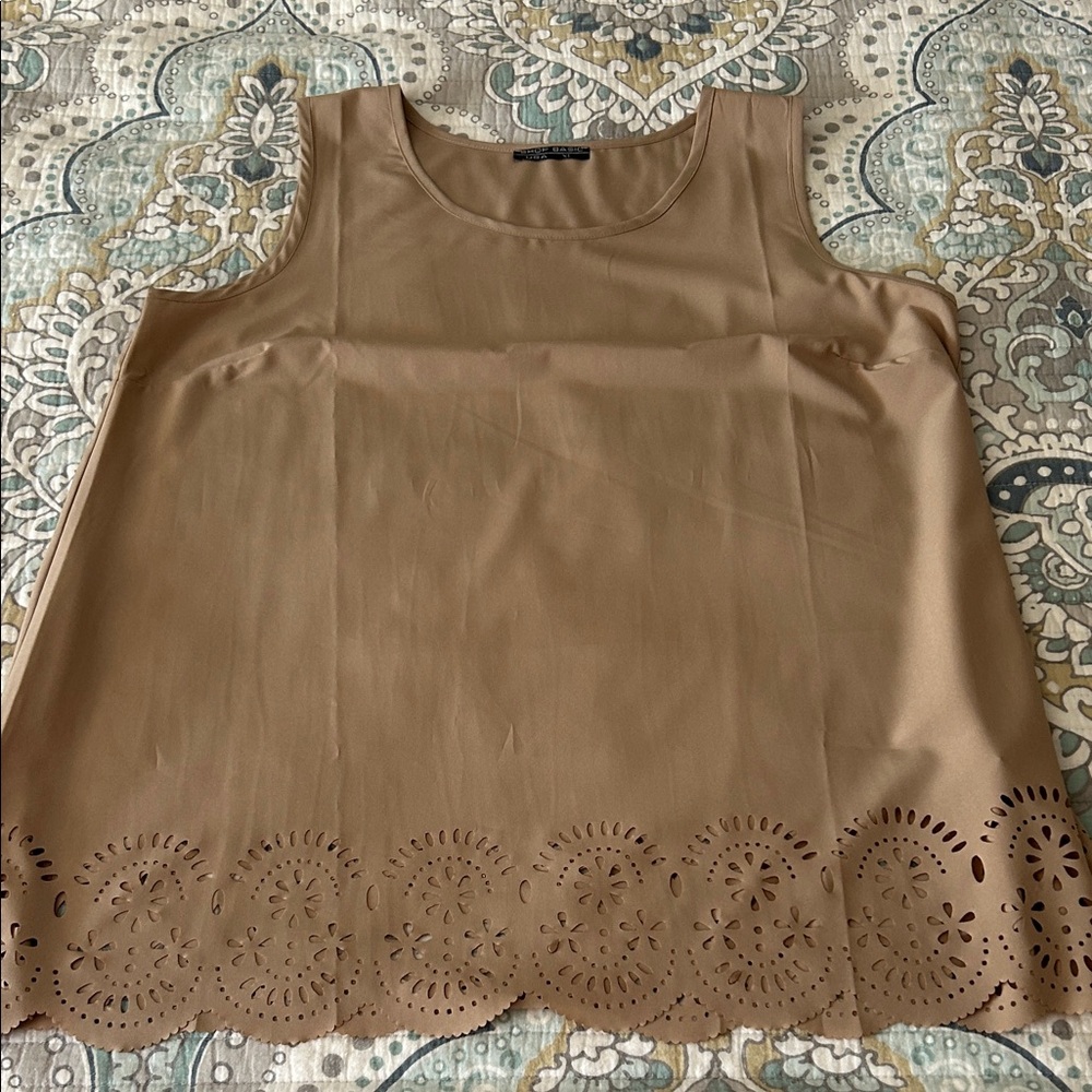 Chic Tan Sleeveless Cut Out Tank Top